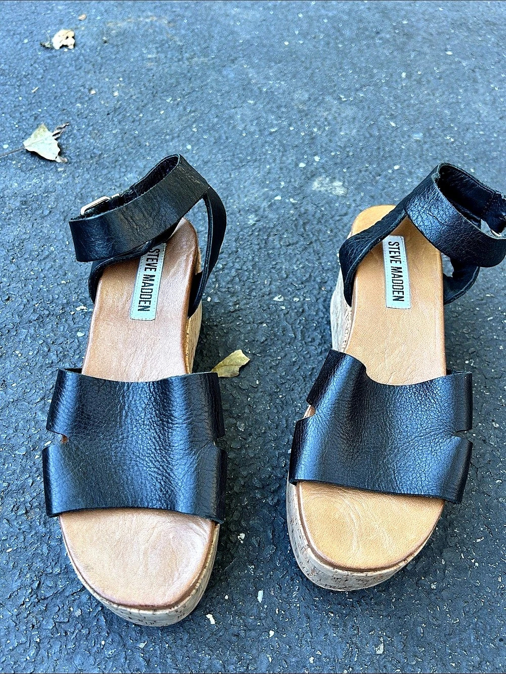Steve Madden Bandi Black Wedge Sandals